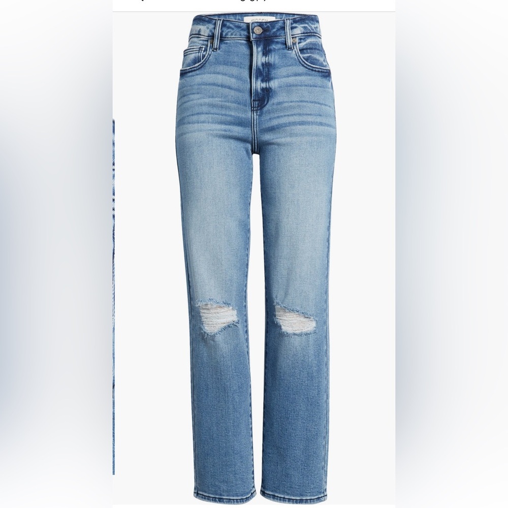 Hidden Jeans Medium Wash Stretch Distressed Straight Jeans NWT - Picture 8 of 11